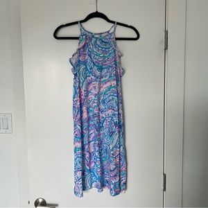 Lilly Pulitzer Womens Billie Ruffle Dress Happy As a Clam Size Small Halter Neck